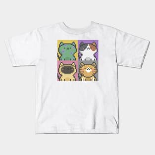 Pixel Cat Tile 010 Kids T-Shirt